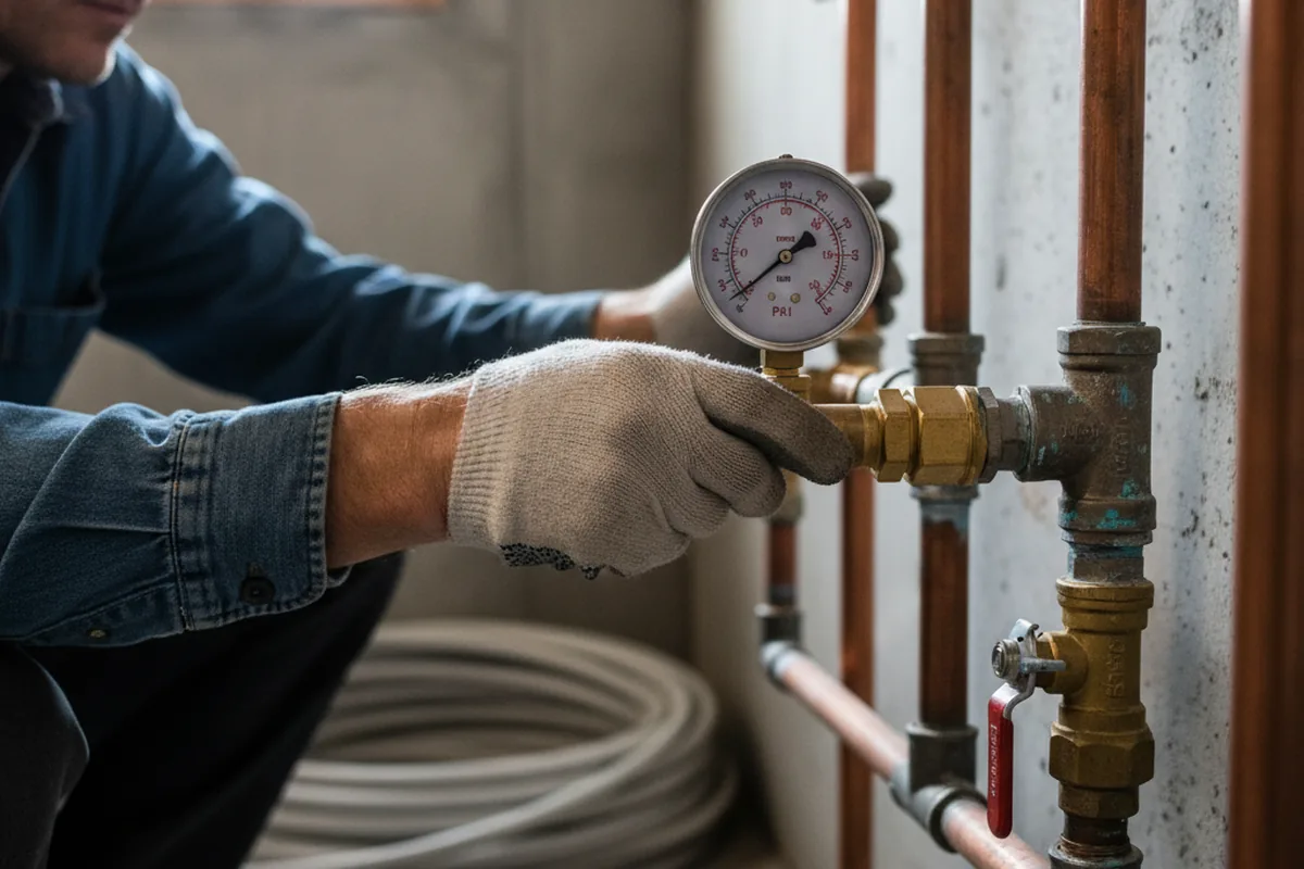 Pressure testing a repaired line during Water Line Repair in Manchester Township